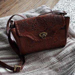 SOLD Tooled leather crossbody purse